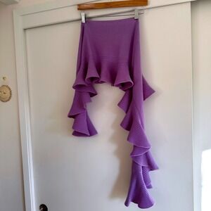 MAGASCHONI CASHMERE Purple Ruffle Waterfall Knit Scarf One Size